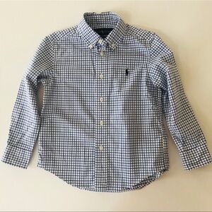 RALPH LAUREN EUC Blue Checked Windowpane Plaid Button Down Dress Shirt